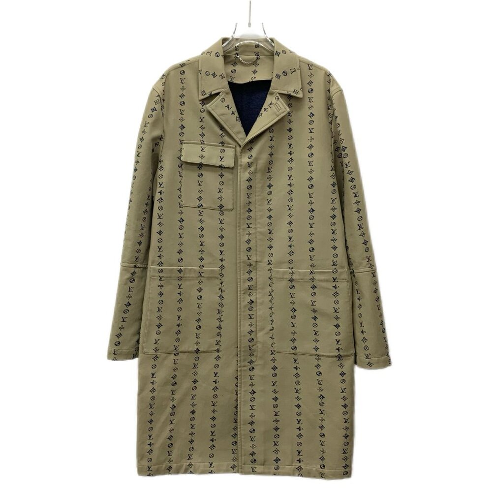Louis Vuitton Brown Monogram Long-Sleeve Cotton Coat 46 Made In Italy